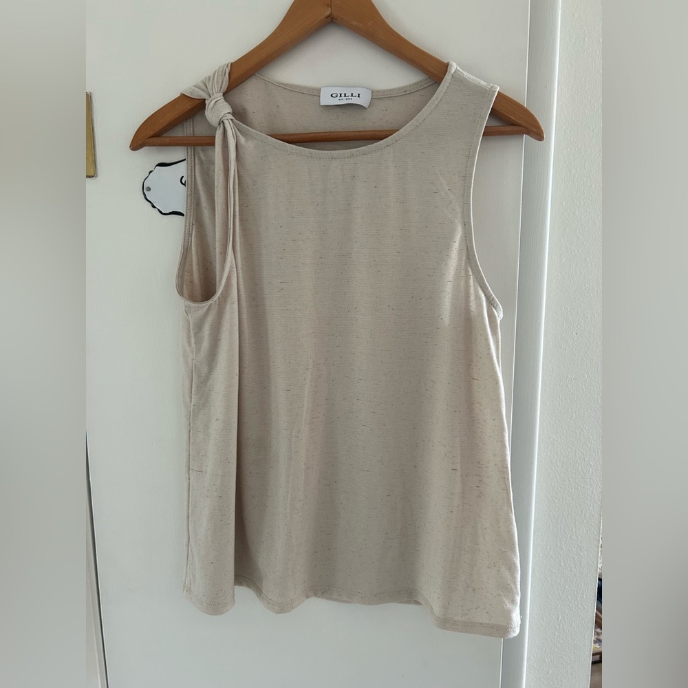 Gilli Cream Sleeveless Top with Shoulder Knot
